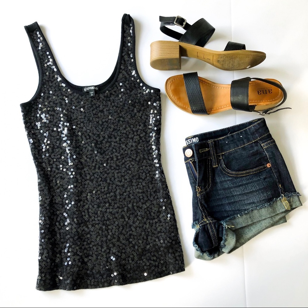 Black sequined tank